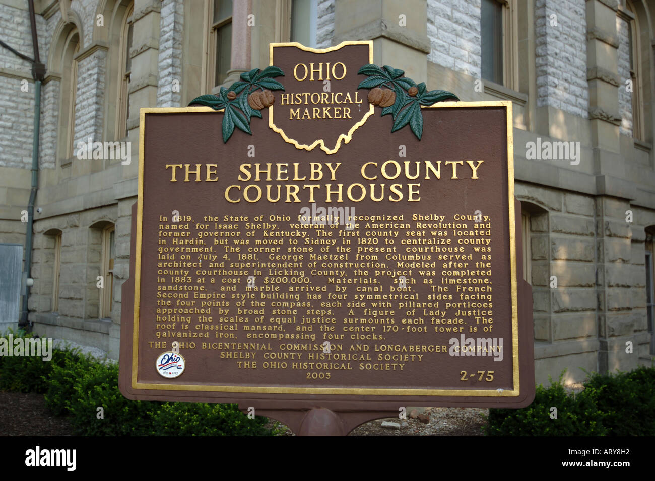Shelby County Courthouse History marker in Sidney Ohio Stock Photo Alamy