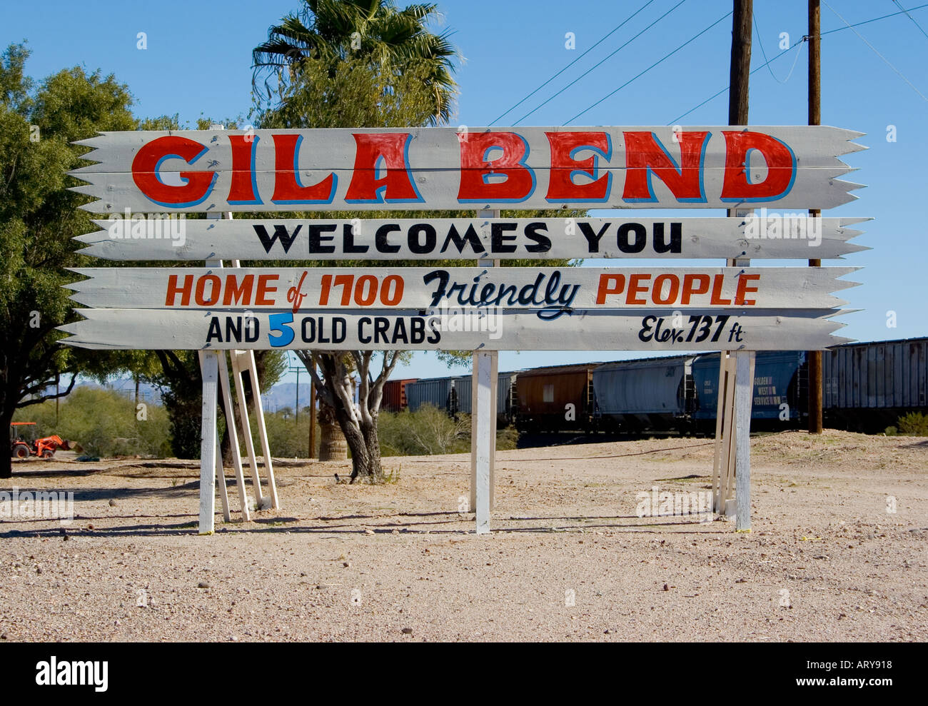 Gila Bend Arizona welcome sign Stock Photo