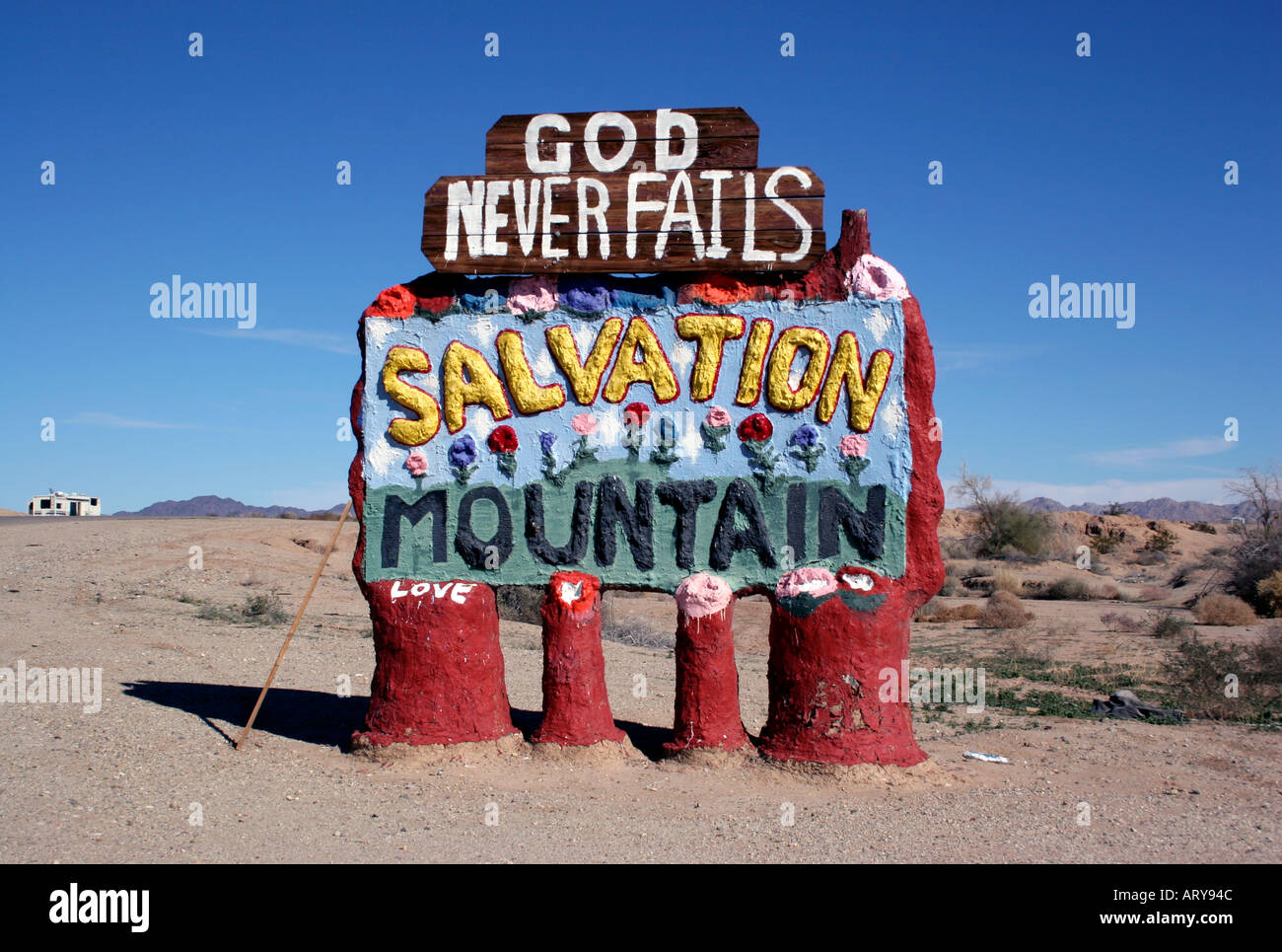 Salvation Mountain art installation near the Salton Sea in California Stock Photo