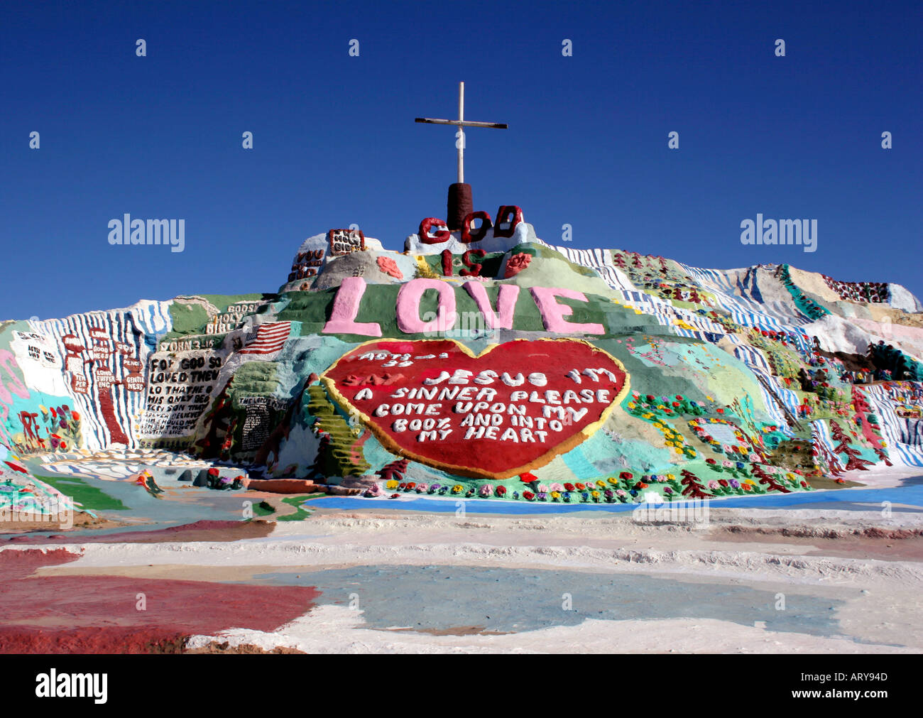 Salvation Mountain art installation near the Salton Sea in California Stock Photo