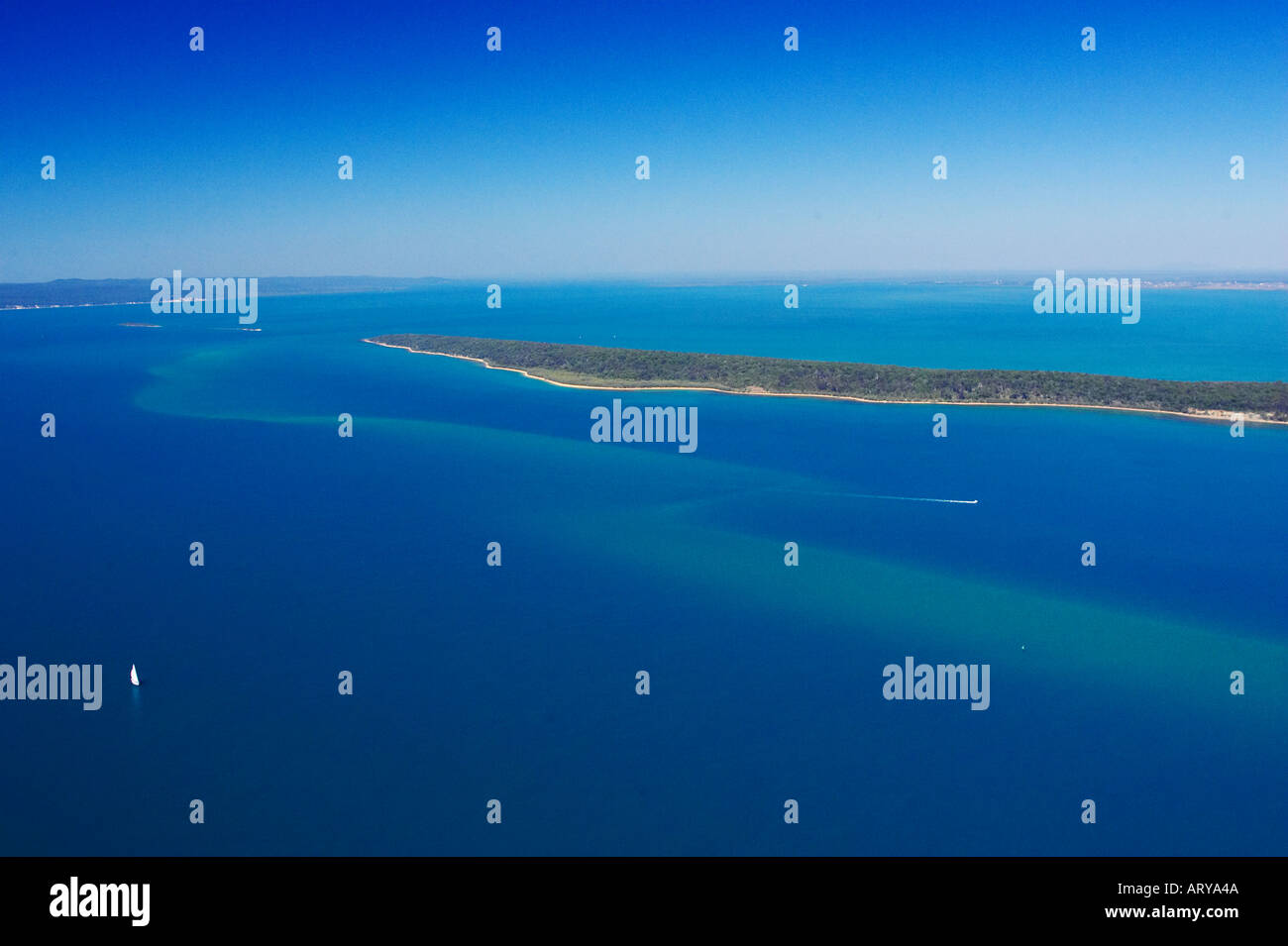 Big Woody Island and Great Sandy Straits Queensland Australia aerial