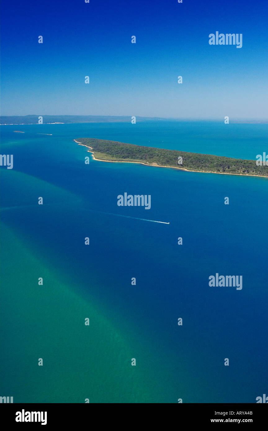Big Woody Island and Great Sandy Straits Queensland Australia aerial