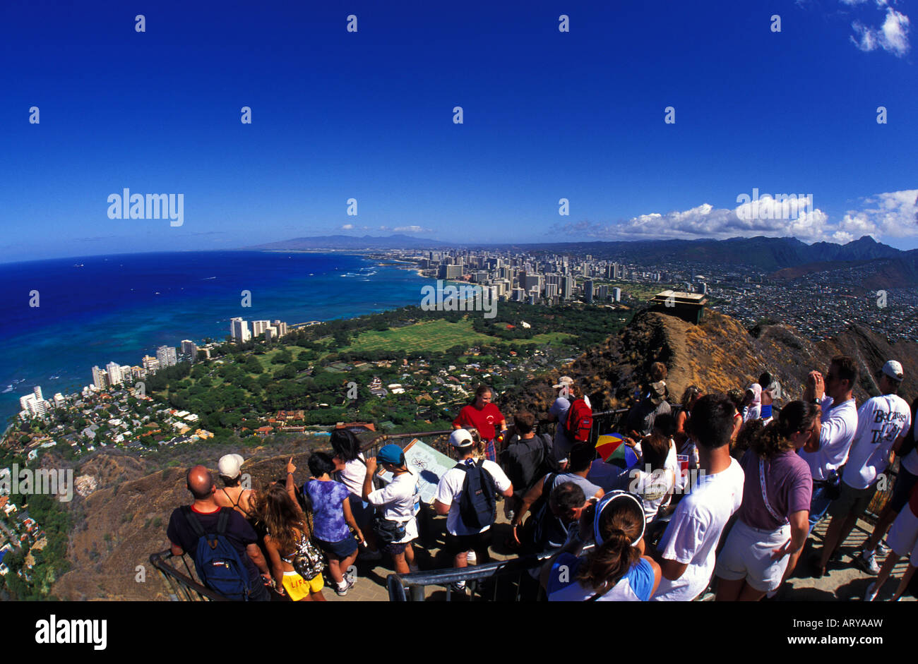 View from atop Diamond head state monument Stock Photo Alamy