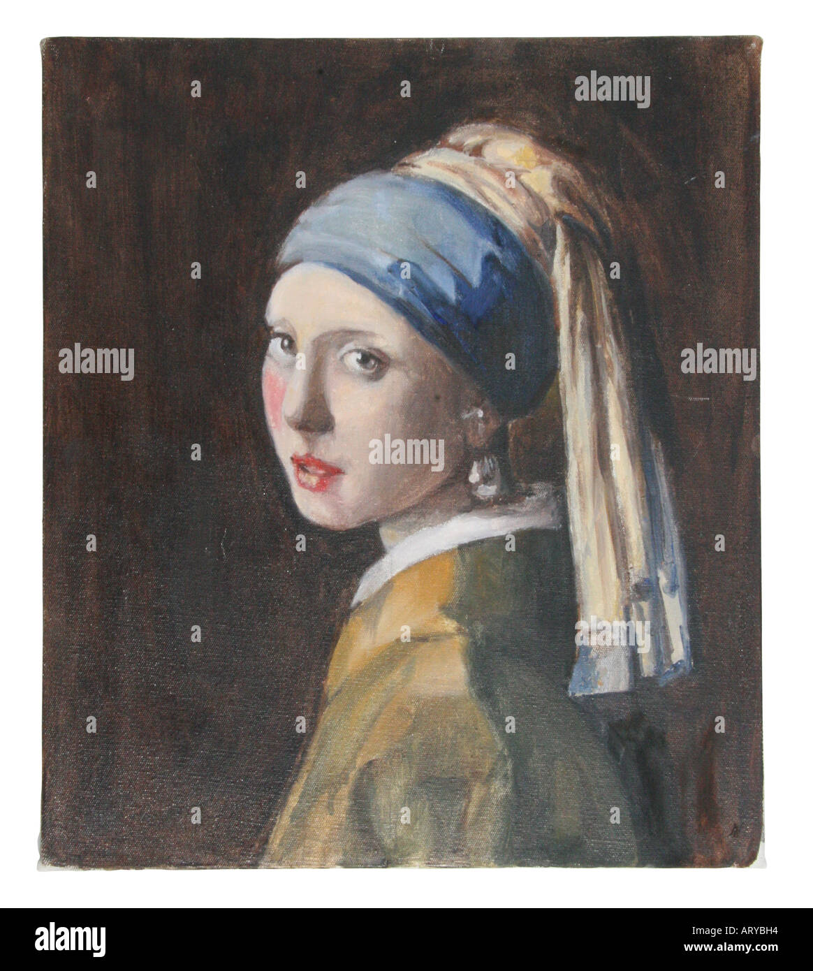 Master study of Johannes Vermeer's 'Girl with a Pearl Earring.' This image has a clipping path. Stock Photo