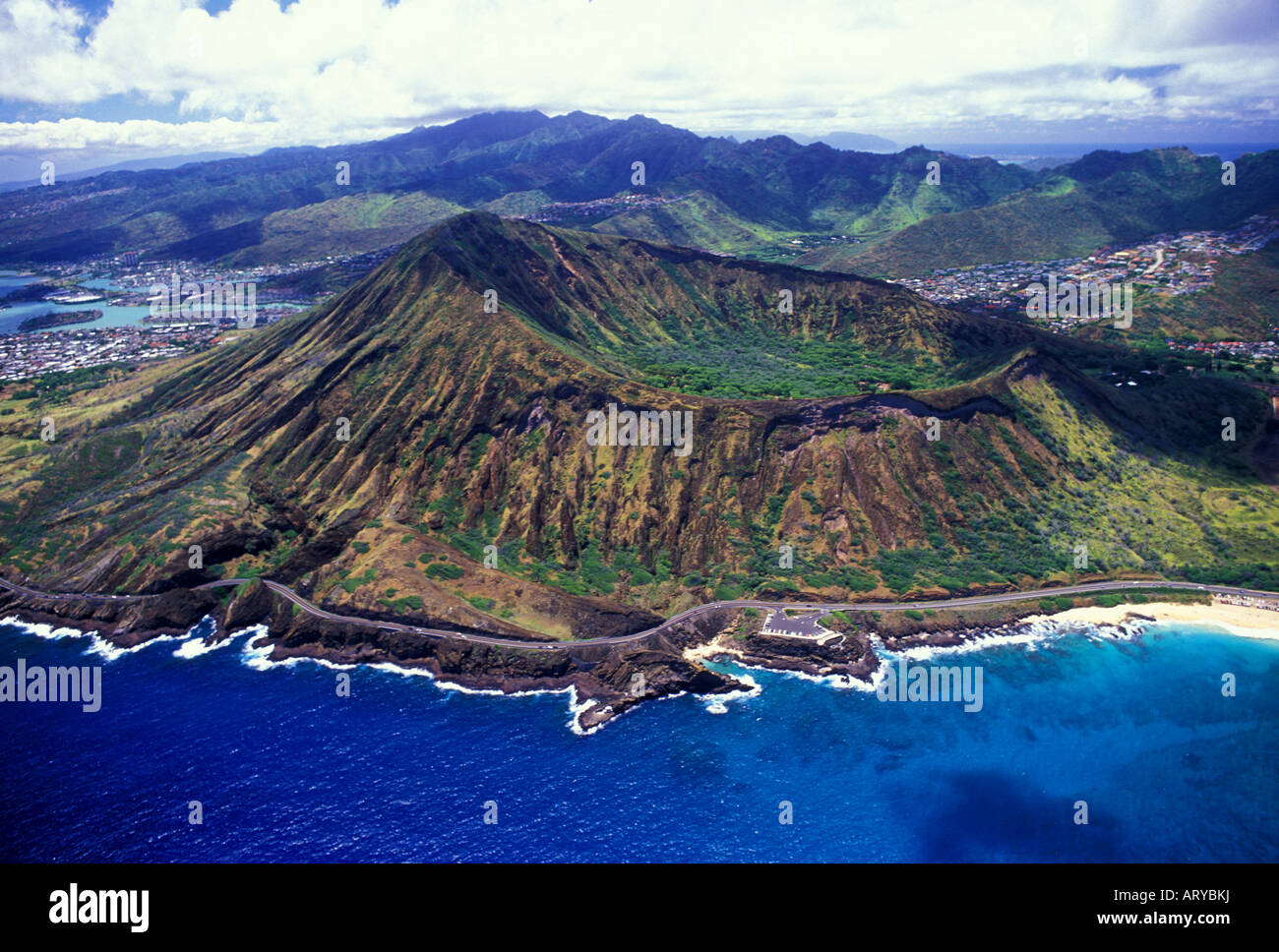 Aerial photo of Koko Head Crater. A once active, but now extinct