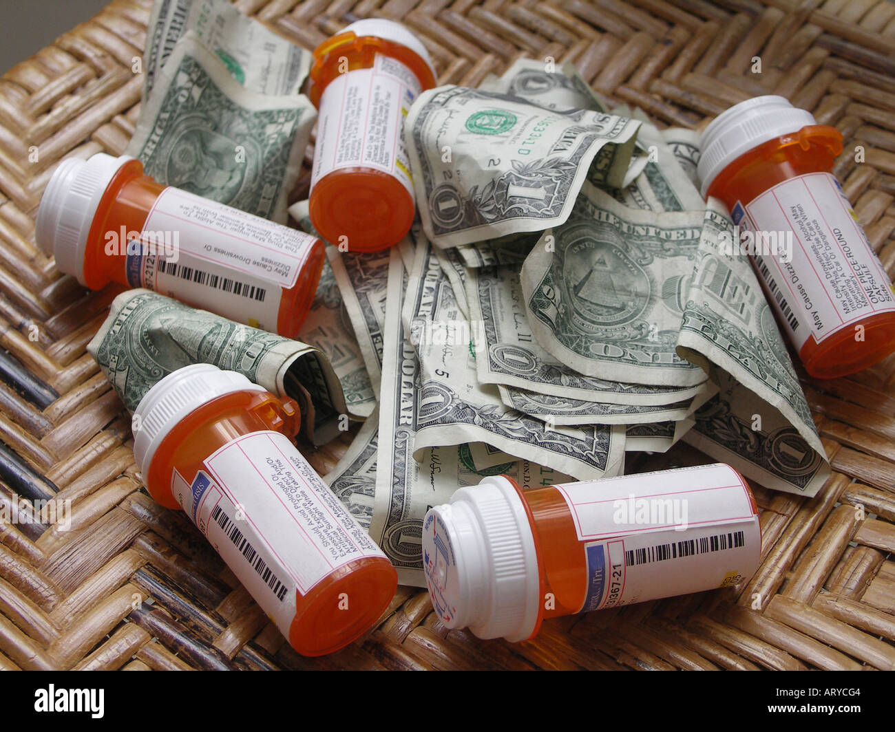 Prescriptions and Money Stock Photo