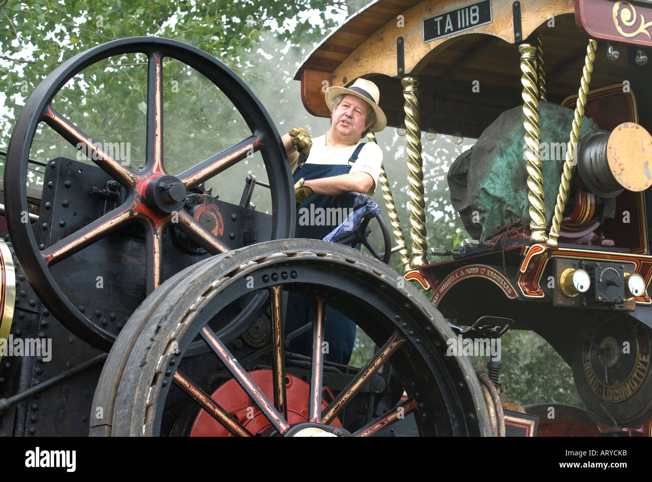Traction engine driver at the Town and Country Festival at the Royal Showground at Stoneleigh