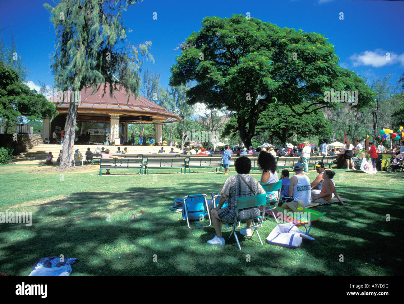 Kapiolani Park's new bandstand is the perfect setting for a sunday aftenoon concert in the park