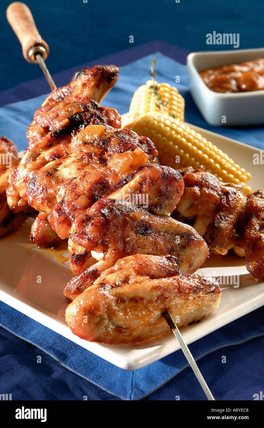 Chicken wing skewers hires stock photography and images Alamy