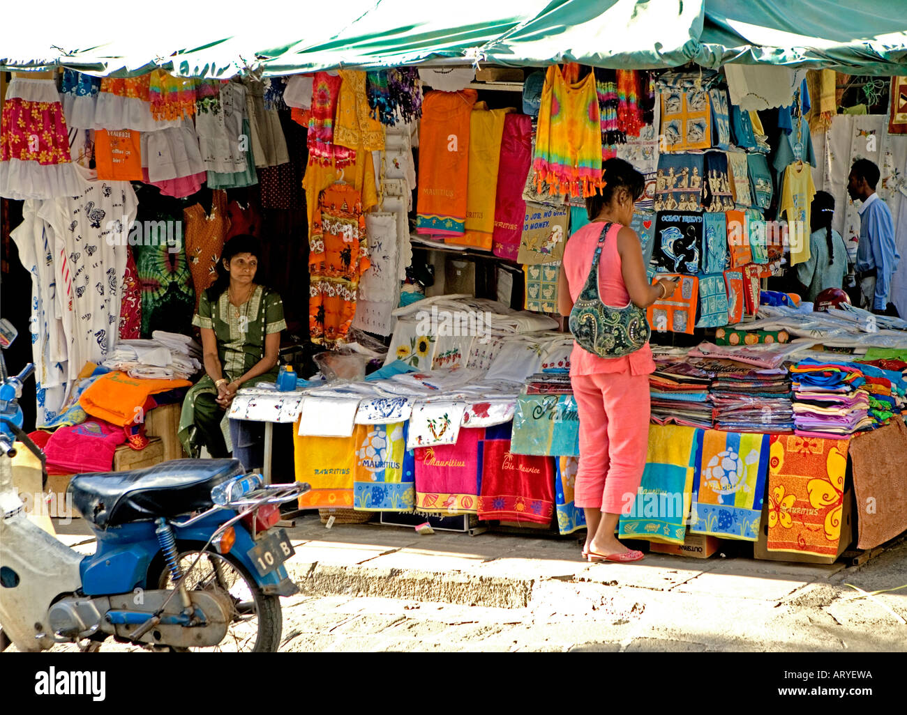 Open-air market in Port Louis, Mauritius. Stock Photo