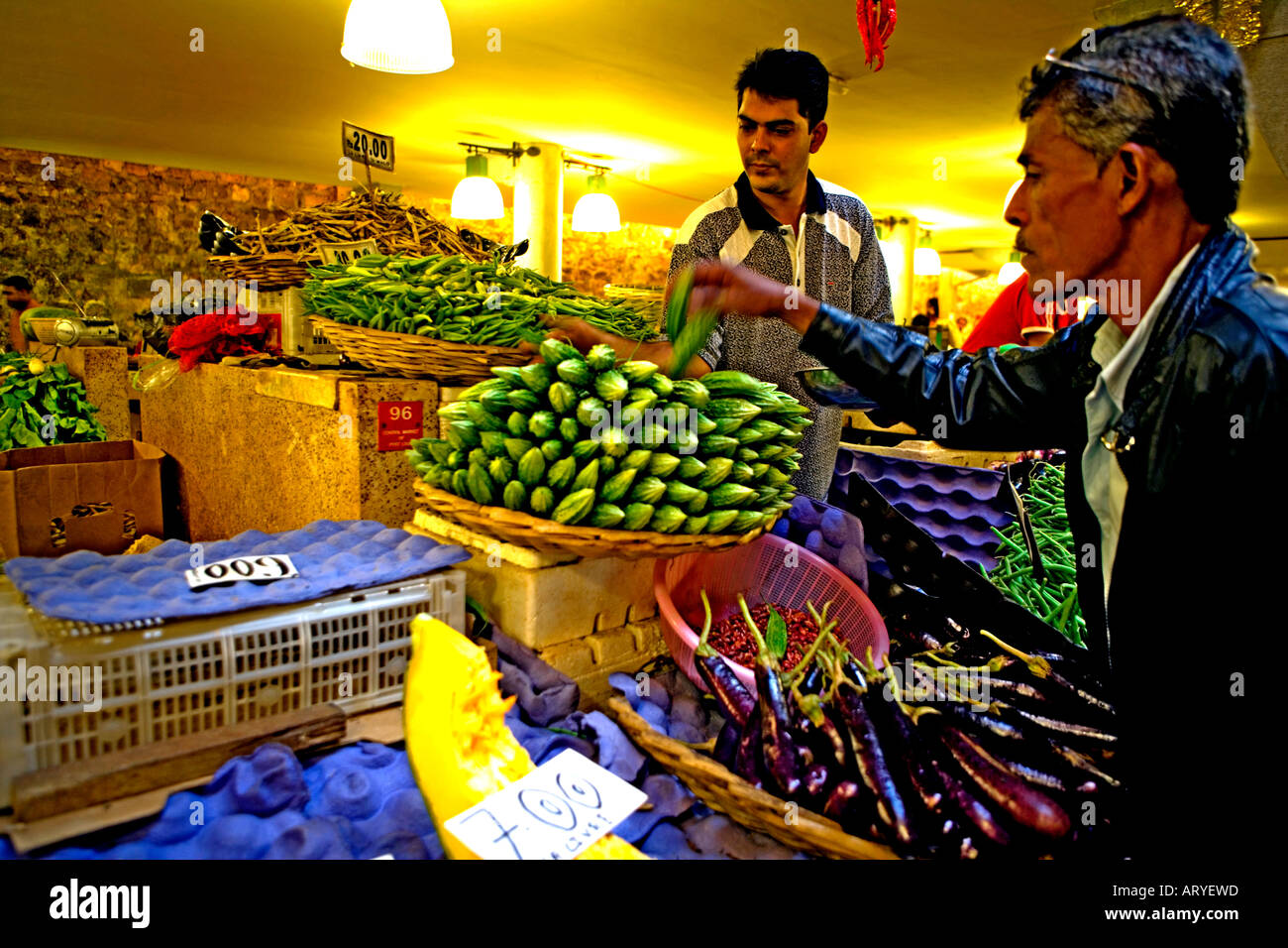 Indoor vegetable market Port Louis, Mauritius Stock Photo