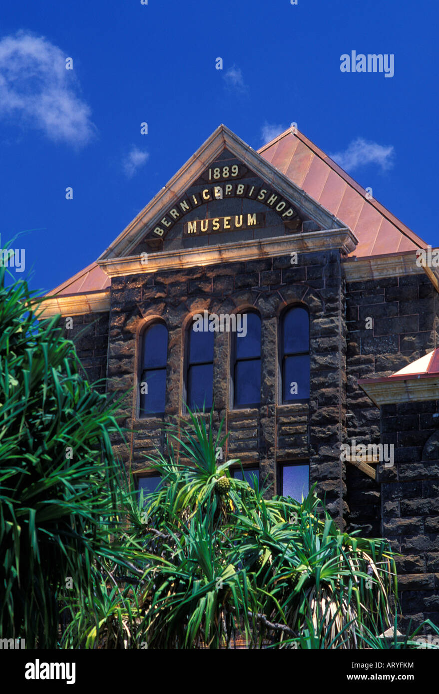 Exterior of the Great Hall at Bishop Museum, Honolulu Stock Photo
