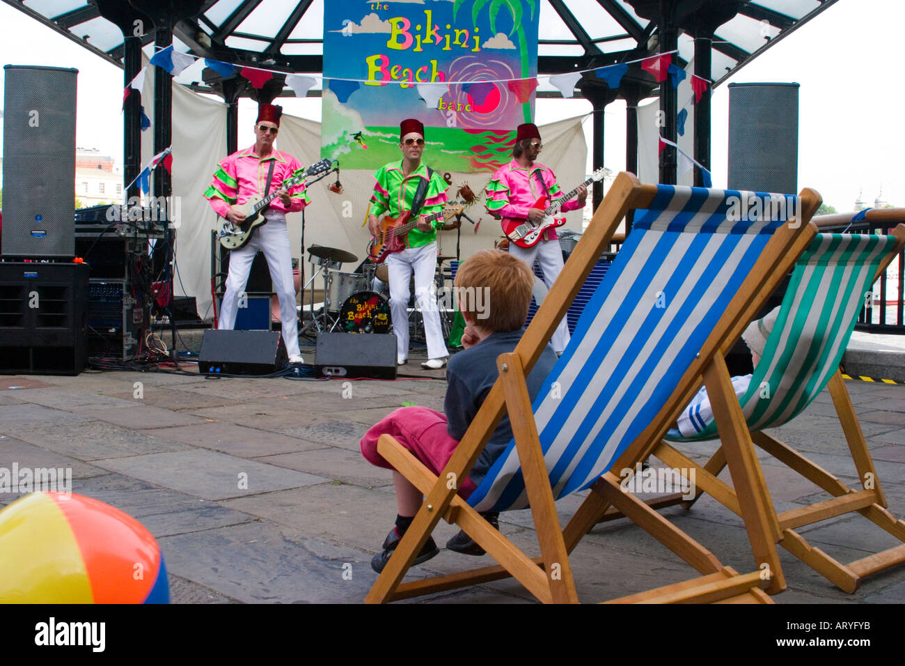 The Bikini Beach Band entertainment at Thames Festival, London, UK