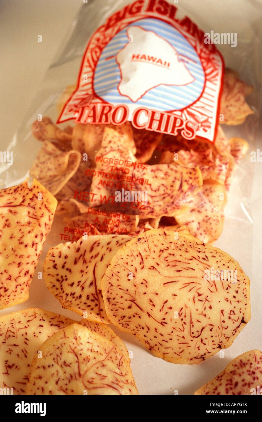 Big Island Taro Chips, based in Papaikou on the Hamakua coast Stock Photo