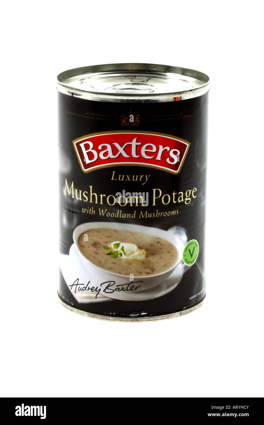 Soup snack tin can luxury baxters mushroom potage wild food hires stock photography and images