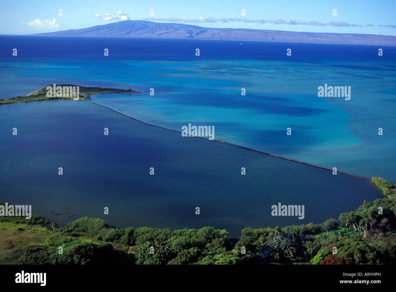Aeriel view restored keawanui fishpond hi-res stock photography and
