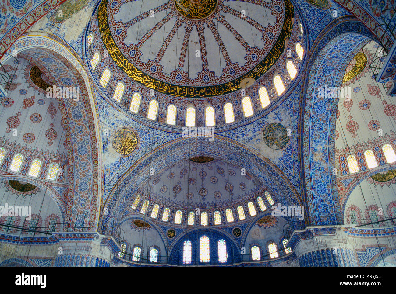 Istanbul Turkey Blue Mosque Interior Domes Semi Domes With