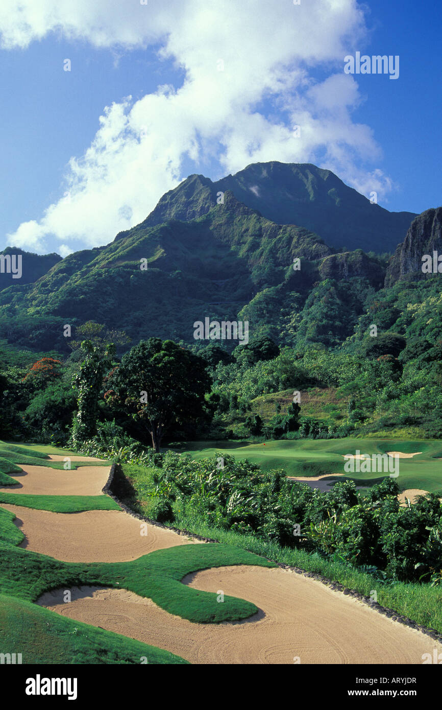 Koolau golf course, hole 18, beneath the pali lookout in Kailua