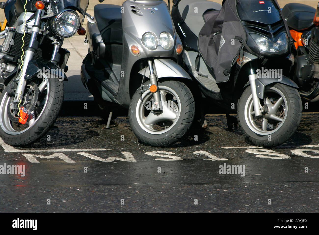 Motorcycle and scooter parking in London Stock Photo Alamy