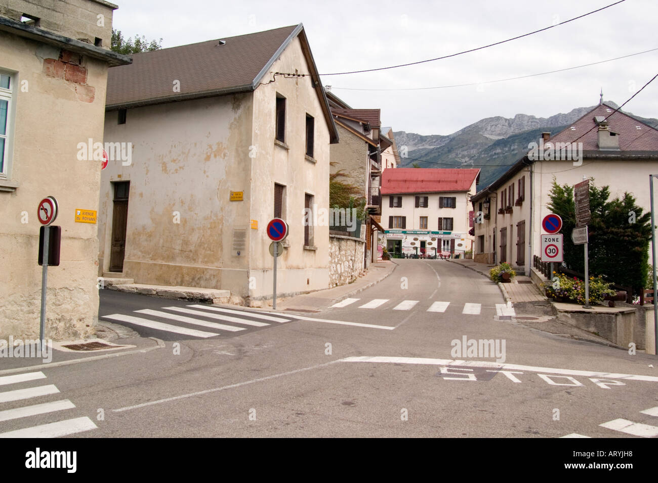 traditional french village street Villard de lans vercors region the alps france 2006 Stock Photo