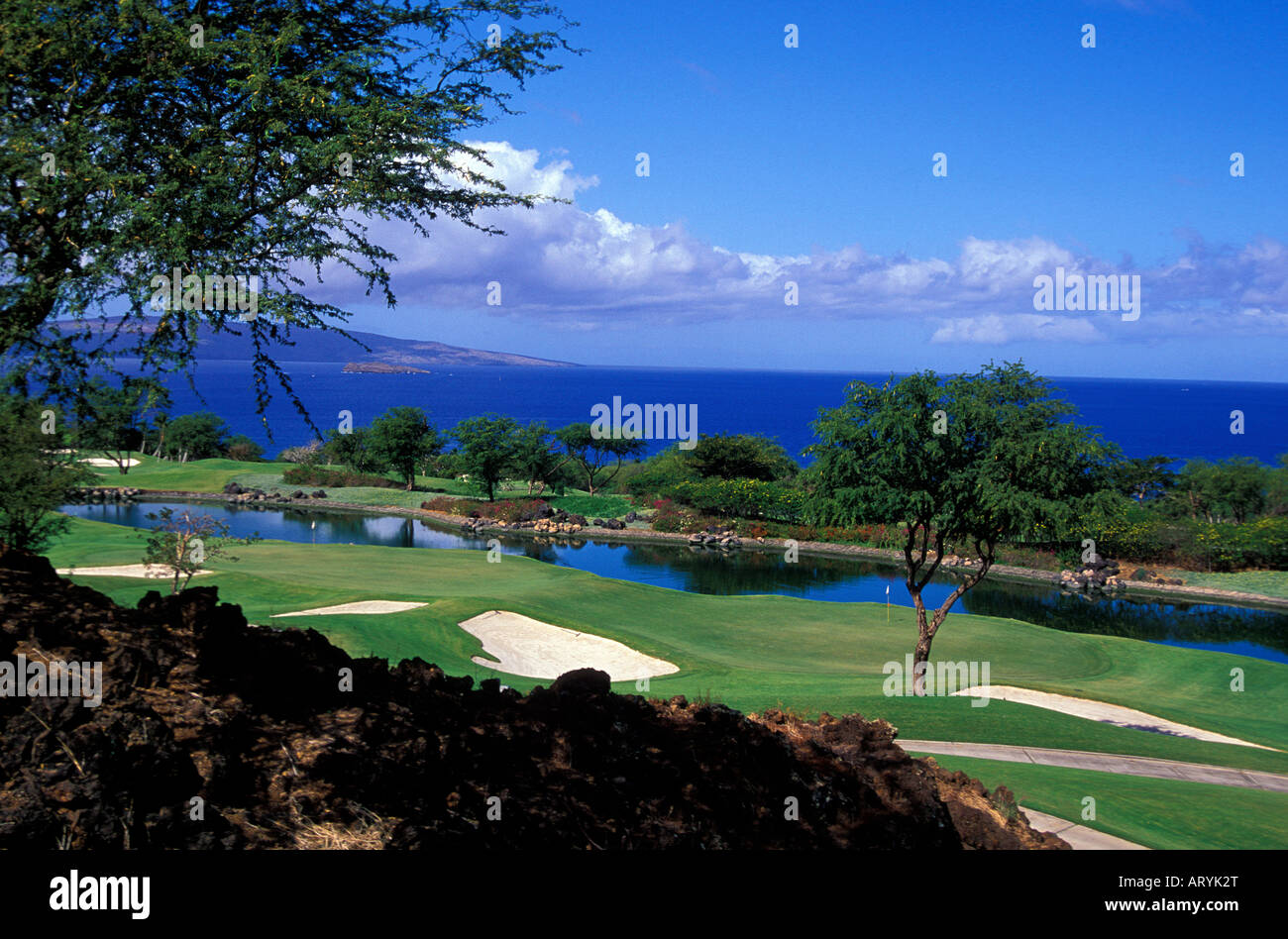 Hole Nos. 10 and 17 of the Wailea Emerald golf course on Maui Stock