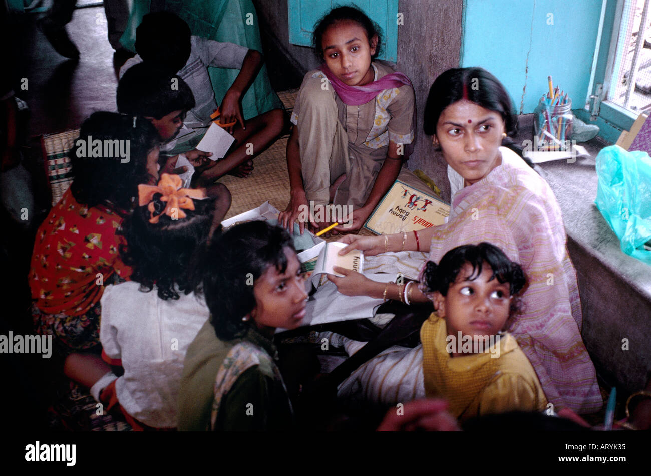Calcutta India School Clinic Female Indian Teacher Stock Photo