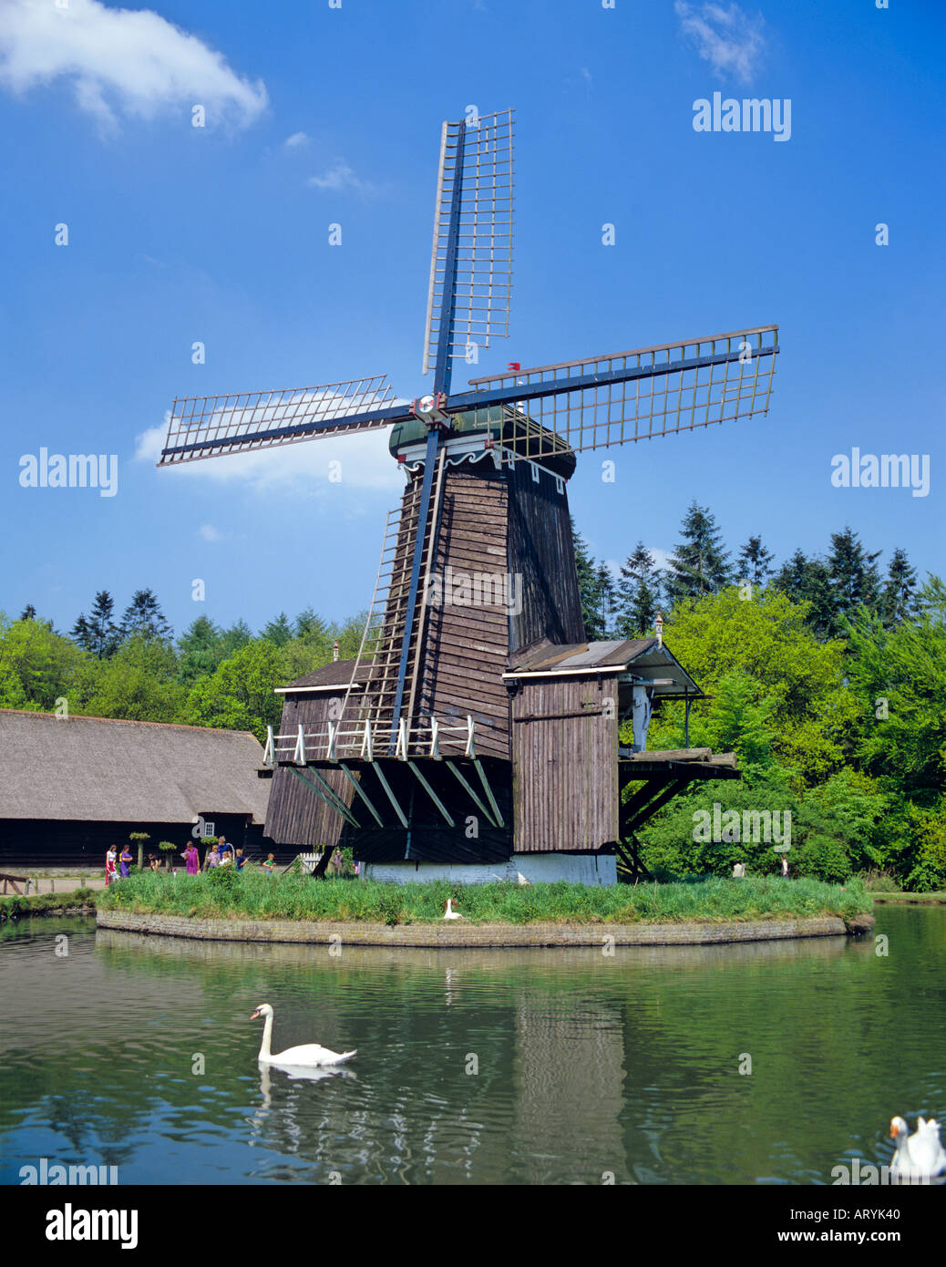 A Windmill in Openair Museum Arnheim Netherlands Stock Photo