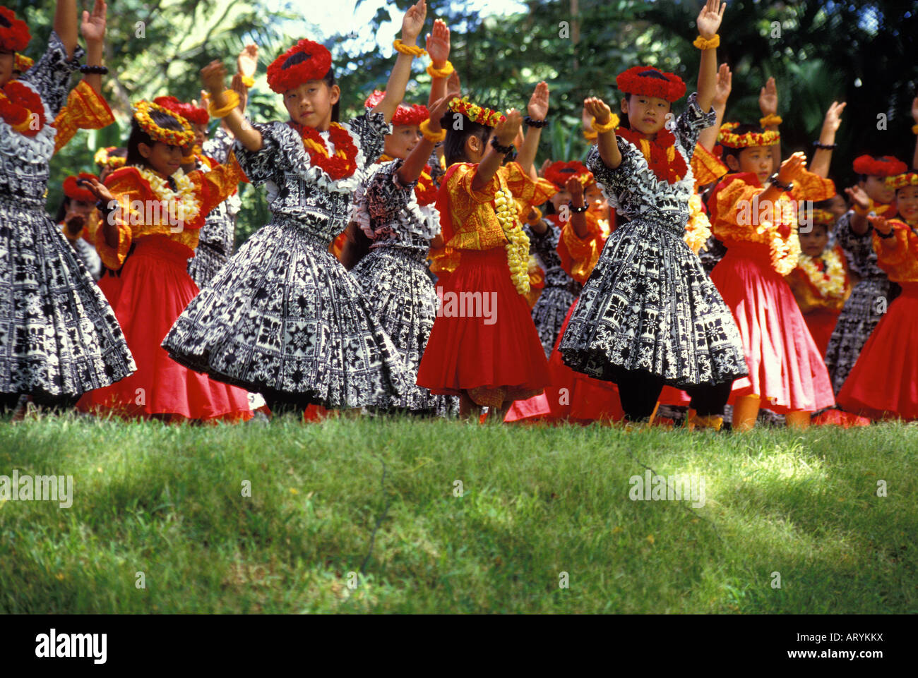 Children dancing at Prince Lot Hula Festival, Oahu Stock Photo Alamy