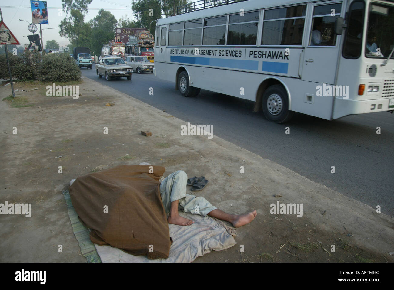Thousands of heroine users are living in the gutters and sewers of peshawar Stock Photo