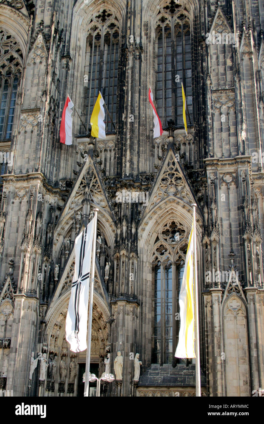 flagged facade Cologne Cathedral North Rhine Westphalia Germany Stock Photo