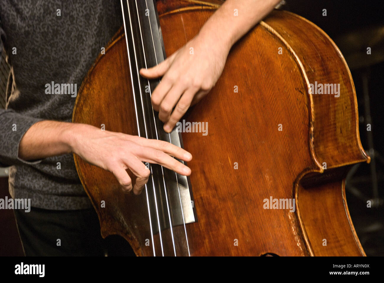 A double bass player Stock Photo Alamy
