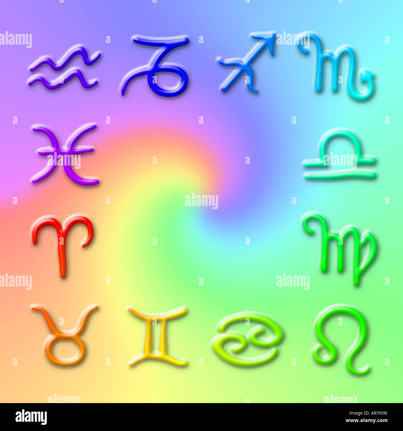 signs of the zodiac, computer-illustration Stock Photo