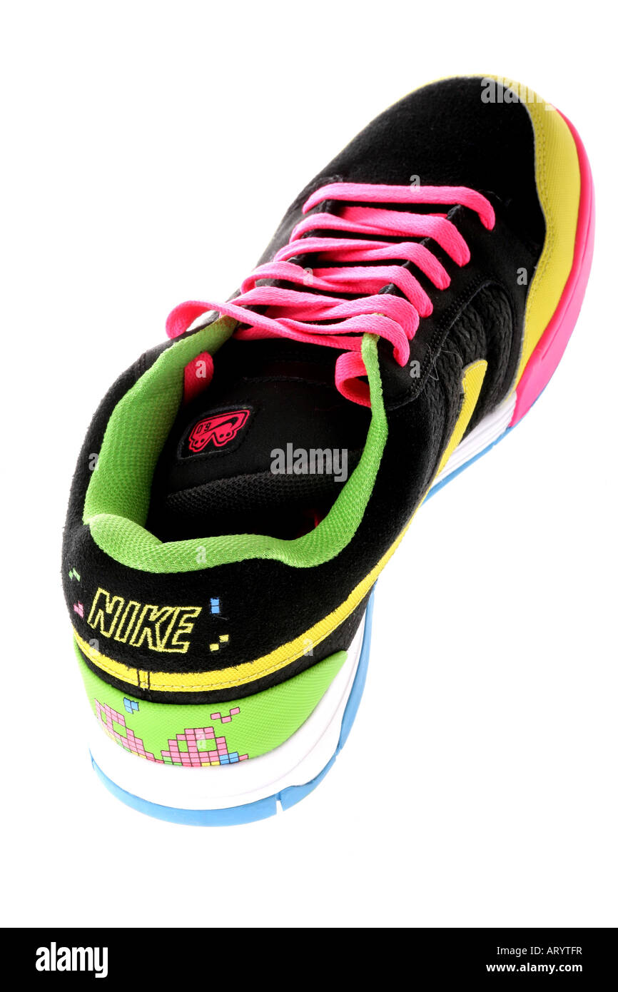 Colourful Fashion Footwear Or Shoes Trainers Against A White Background