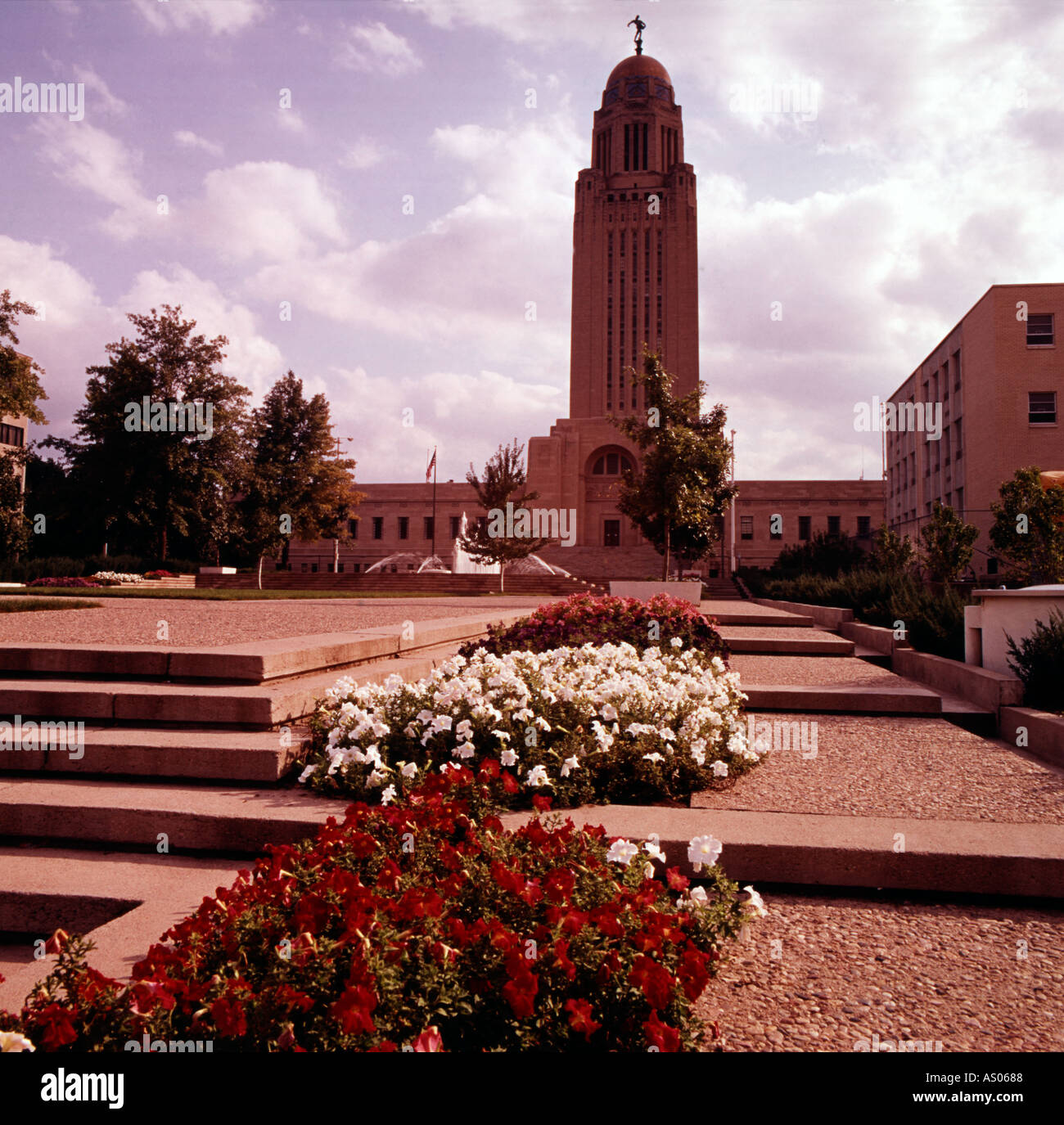 Nebraska State Capitol Building Dominates The Skyline At Lincoln In The ...