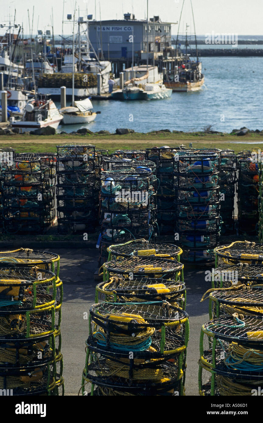 California Princeton by the Sea Pillar Point harbor crab pots Stock