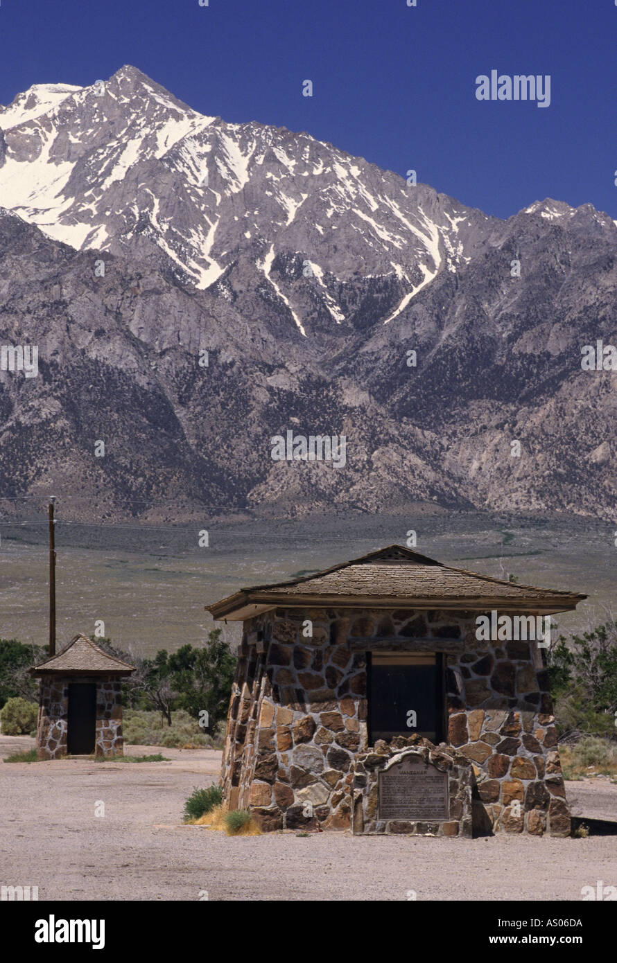 California Owens Valley Manzanar World War Two Japanese American internment camp remains of front gate pagoda Stock Photo