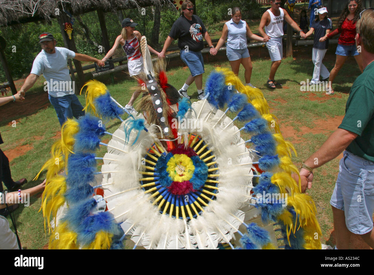 Indian City Anadarko USA traditional dance with tourists Stock Photo