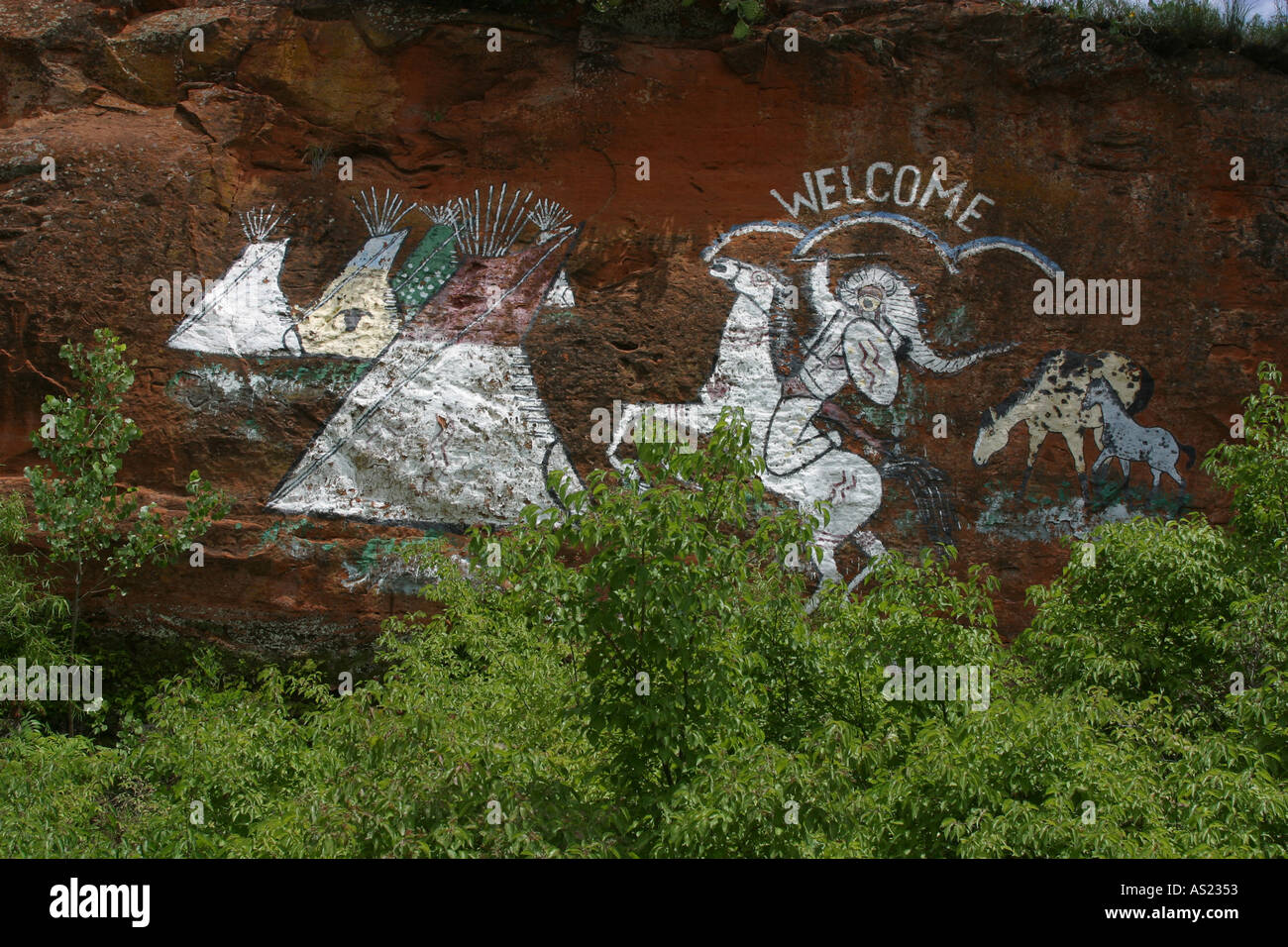 Indian City Anadarko USA wall paintings Stock Photo