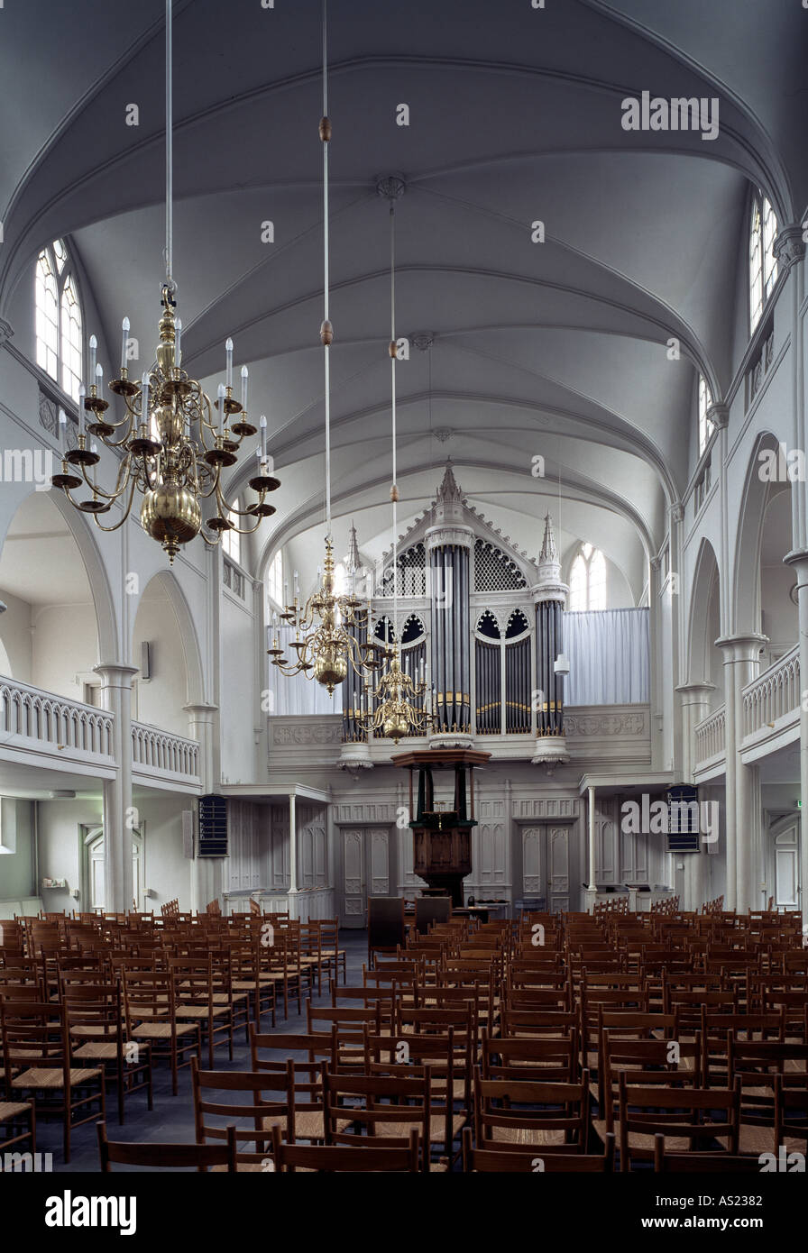 Zeist, Herrnhuter Kirche, Blick auf die Orgel Stock Photo