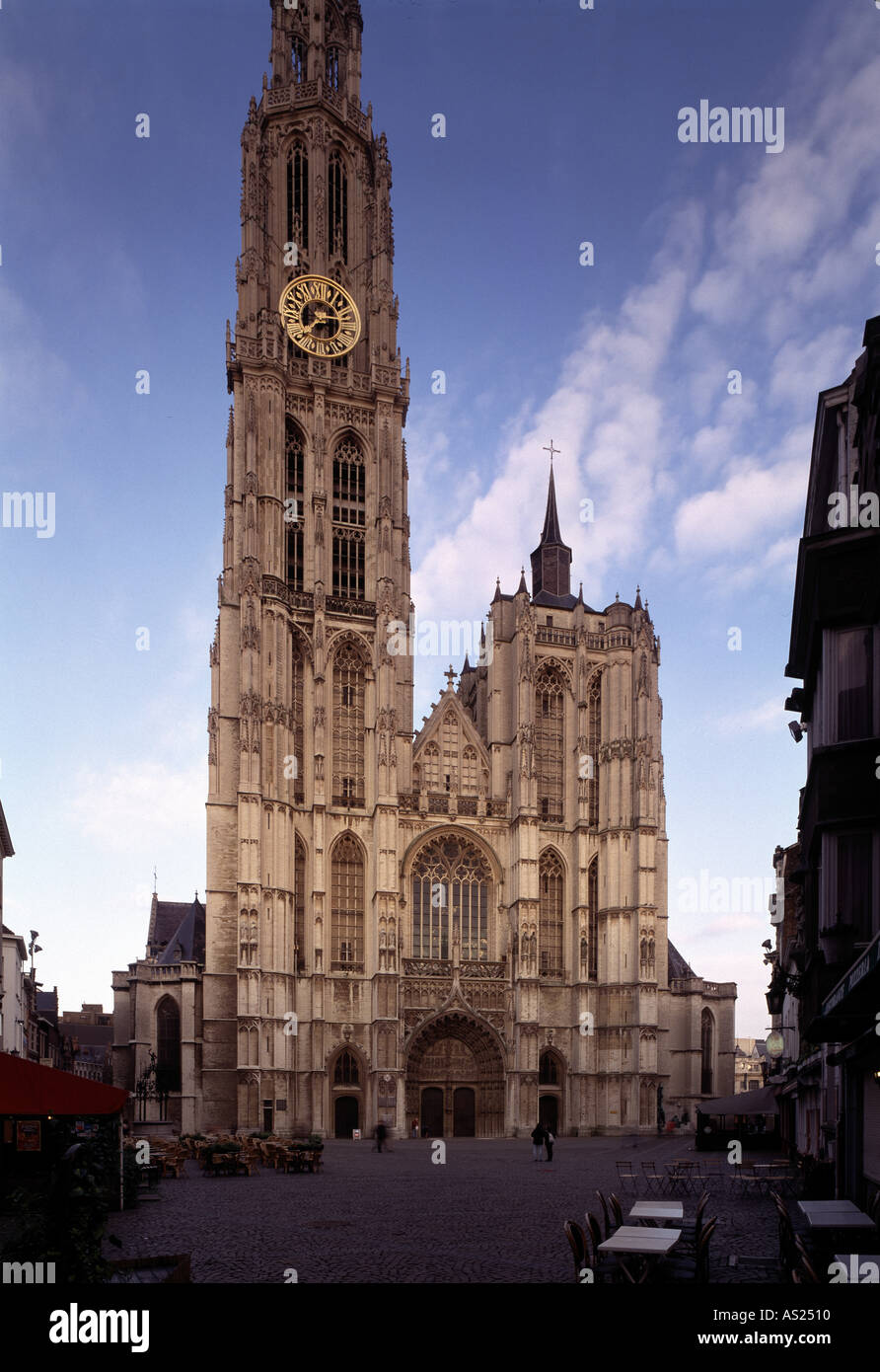 Antwerpen, Kathedrale, Westfassade Stock Photo