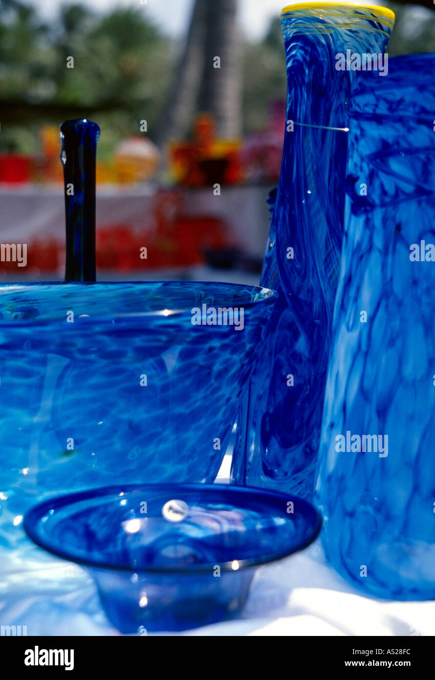 Hand crafted blue glass Stock Photo - Alamy
