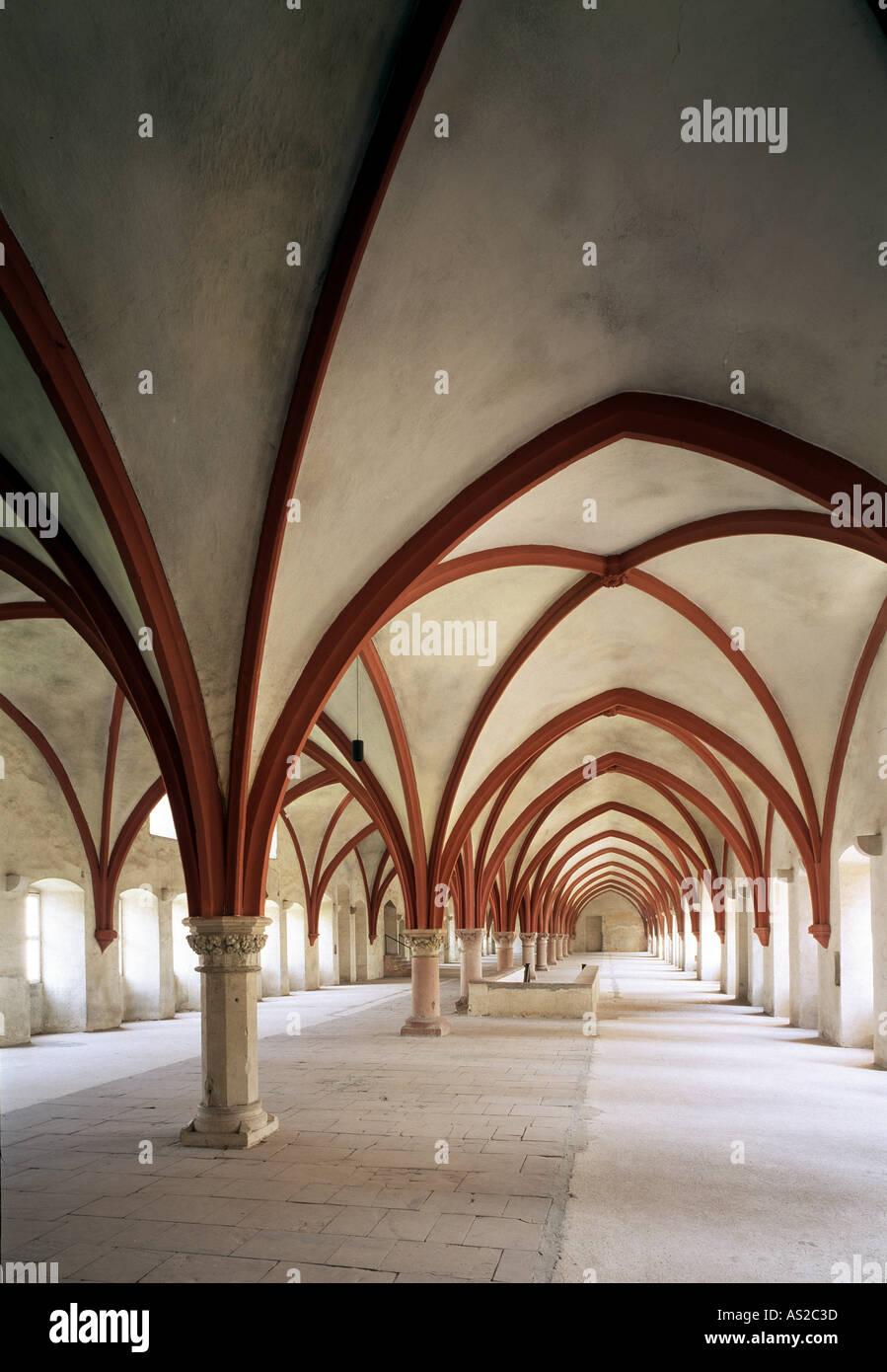 Eberbach, Zisterzienserkloster, Mönchsdormitorium, Blick nach Norden Stock Photo