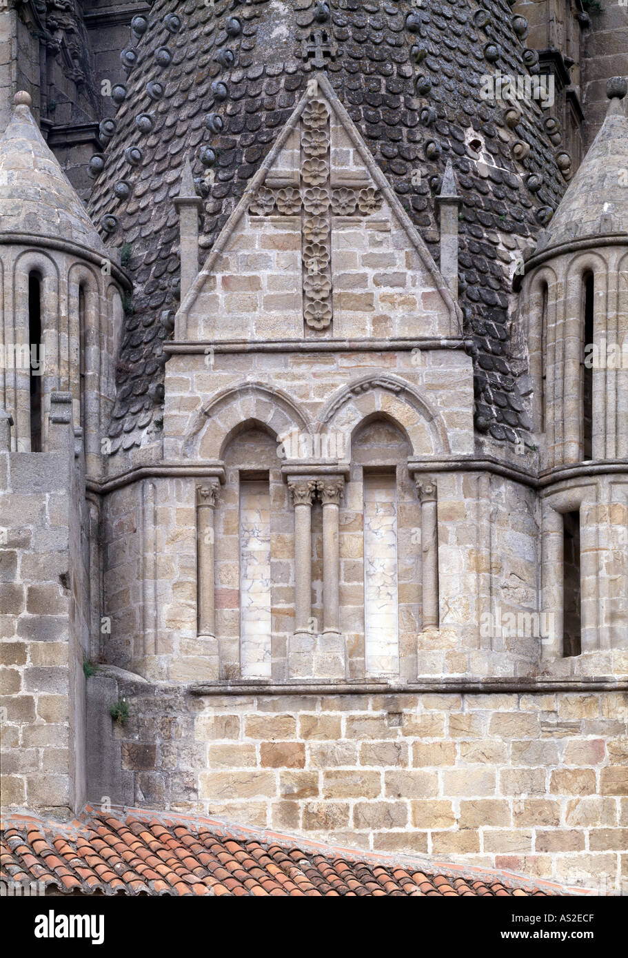 Plasencia, Kathedrale, Aussenansicht der Capilla de Santiago Stock