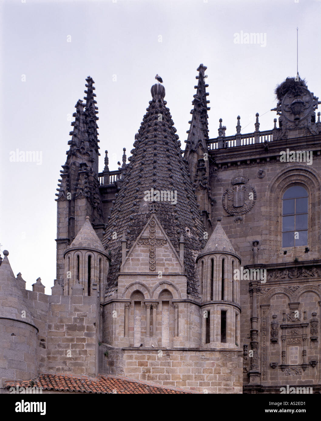 Plasencia, Kathedrale, Aussenansicht der Capilla de Santiago Stock