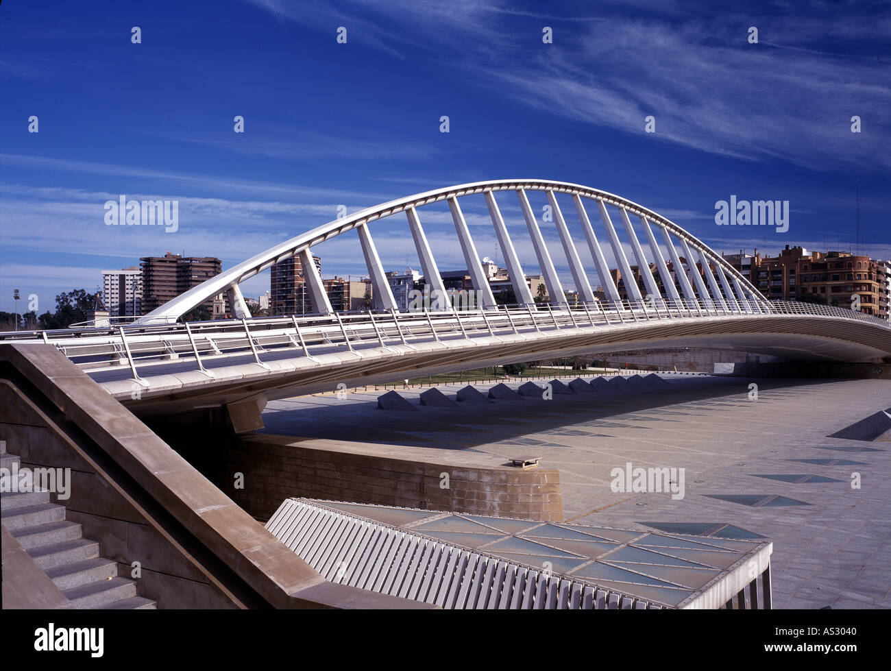 Valencia, Santiago Calatrava, Brücke über den Turia Stock Photo