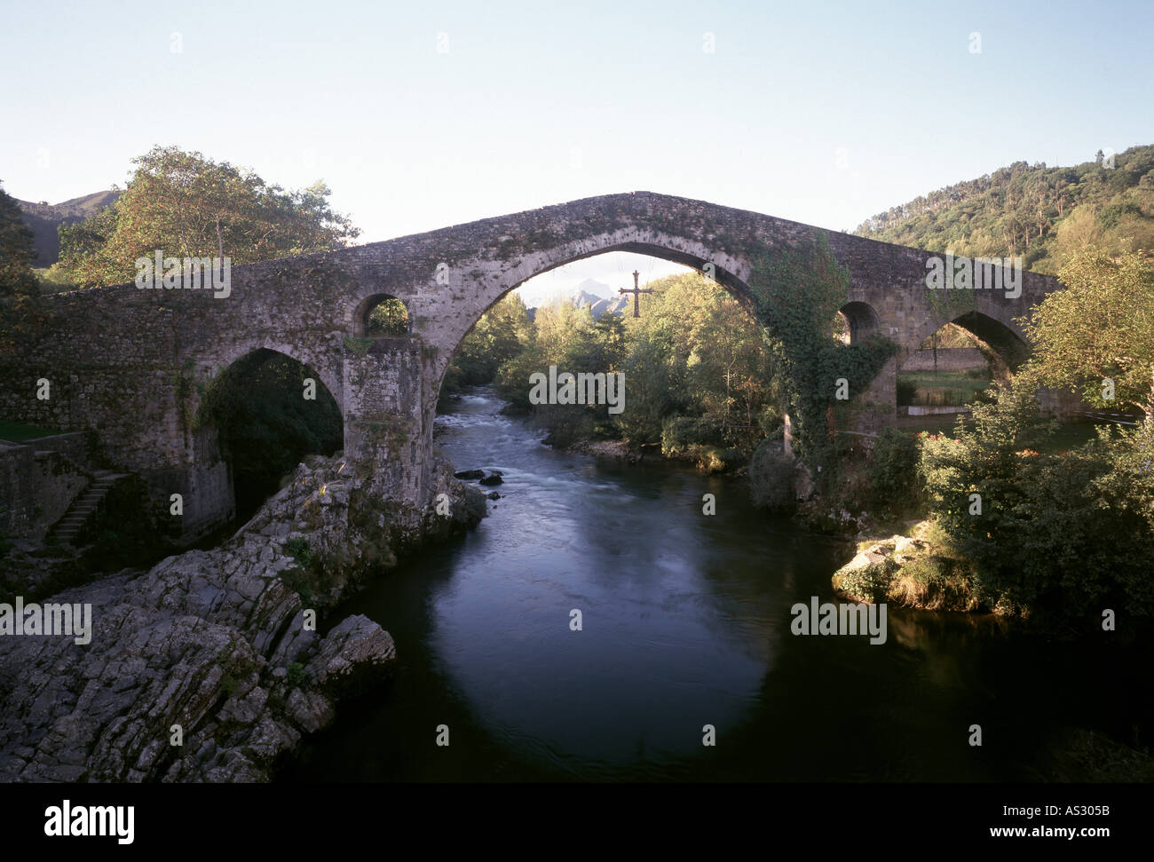 Cangas de Onis, Puente Romano, Stock Photo