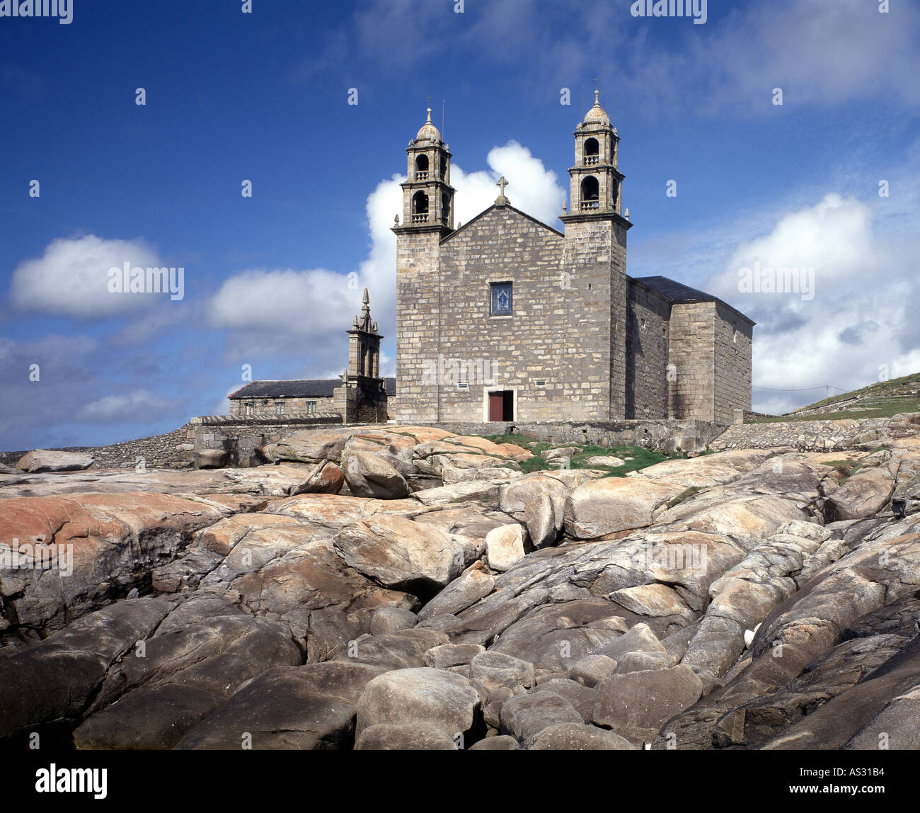 Muxia, Virxe de Barca, Wallfahrtskirche Nuestra Senora de la Barca Stock Photo
