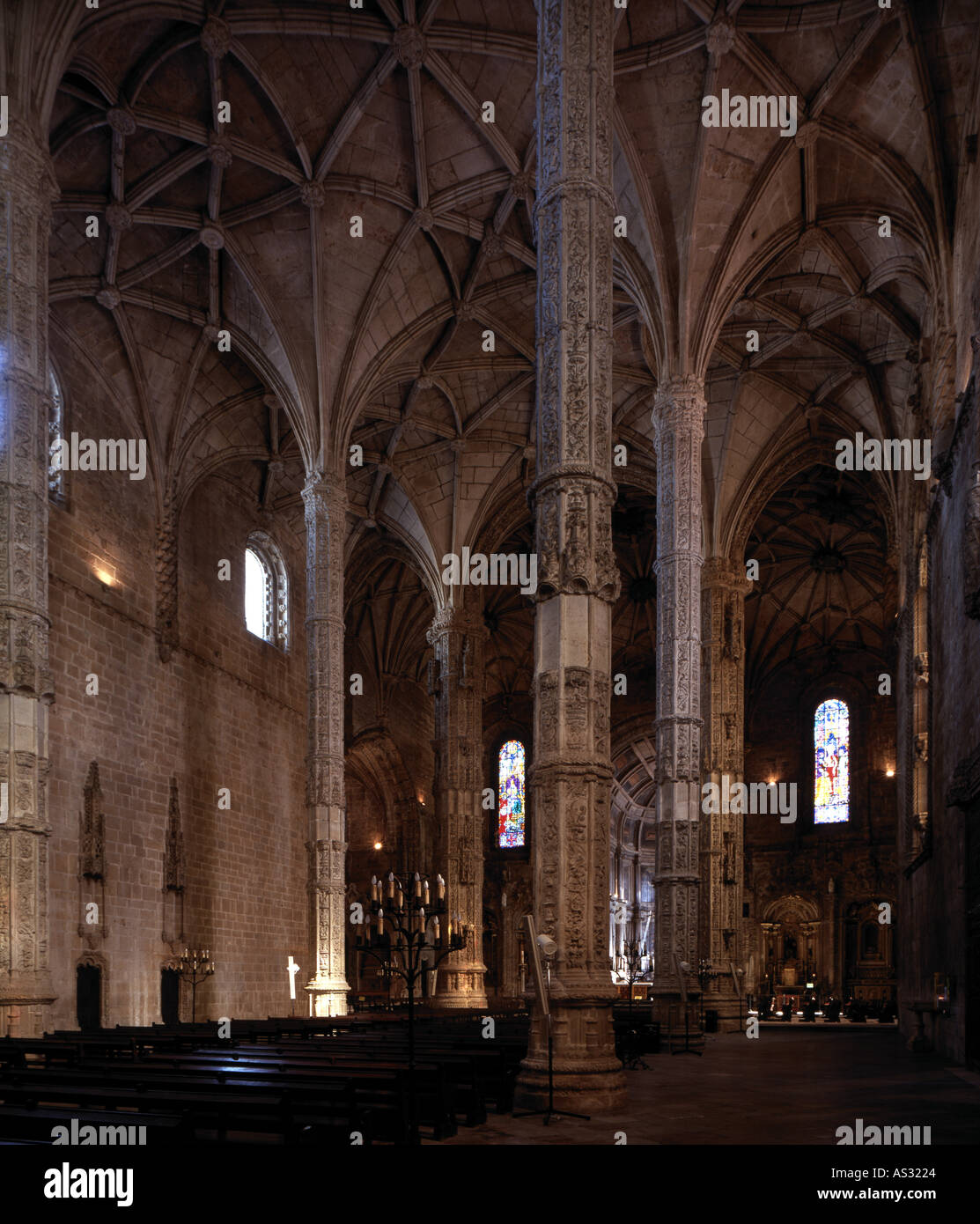 Belem, Monastery Hieronimite, Innenraum der Kirche, Mosteiro dos Jerónimos Stock Photo