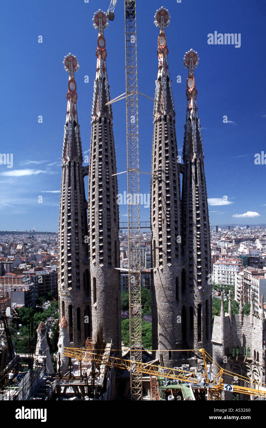Barcelona, Kathedrale Sagrada Familia, Blick über Westfassade Stock Photo