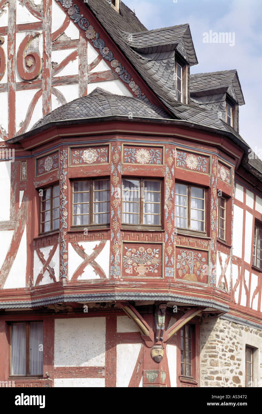 Rhens, Fachwerkerker am Marktplatz, Aussenaufnahme Stock Photo